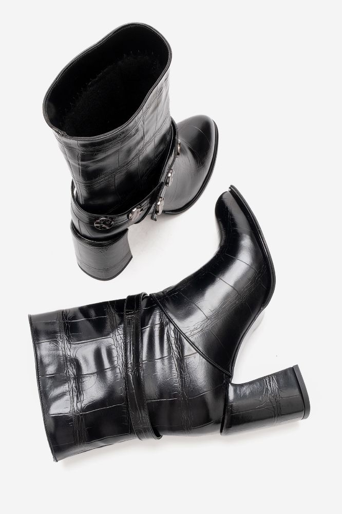 kadin-deri-kalin-topuklu-zimba-detayli-bot-SIYAH DESENLI-REY090-0103588_0